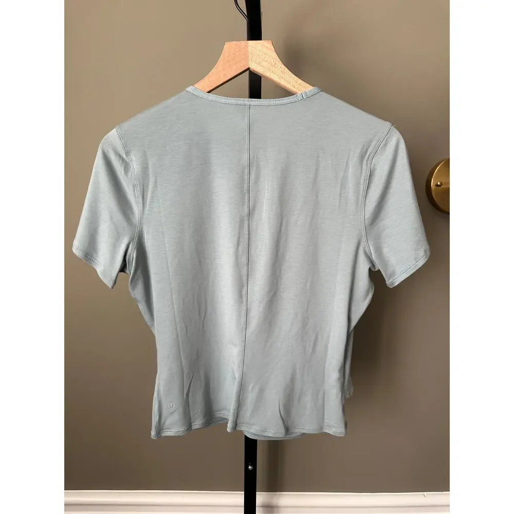 Lululemon Round Trip Short Sleeve Crossover Short Sleeve Blue Cast Size 6